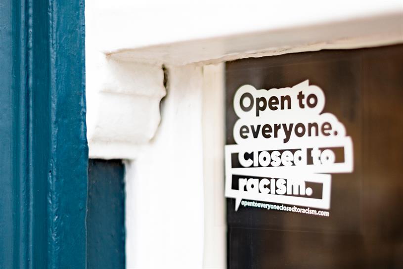 Open to Everyone Closed to Racism: work created by Halo