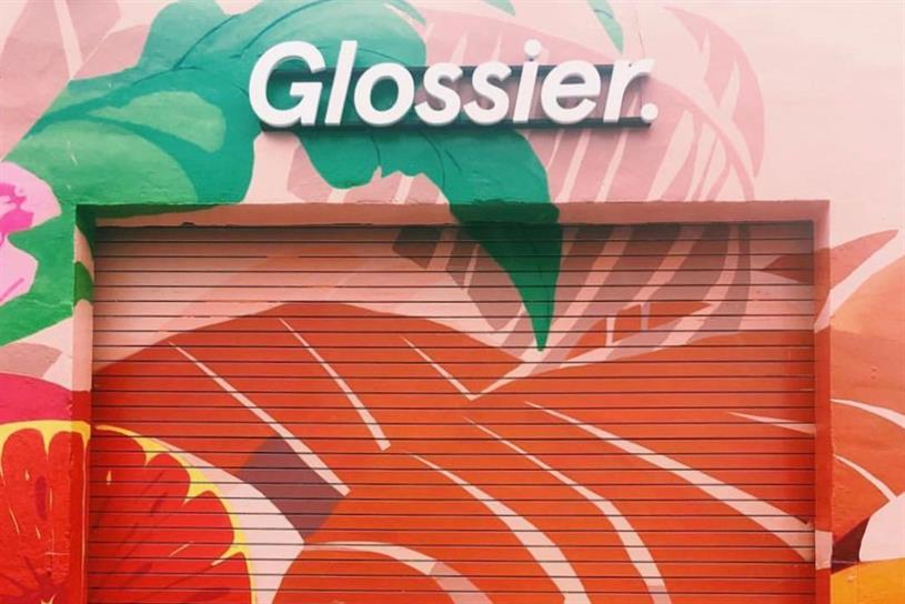 Glossier Miami: pop-up's shopfront mural was designed by Comrie