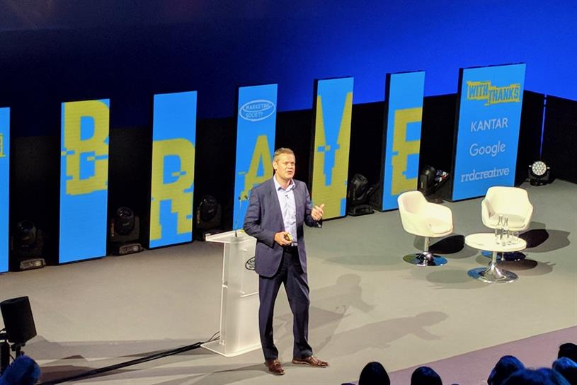 Mars CMO Andrew Clarke on stage at the Marketing Society Brave Conference