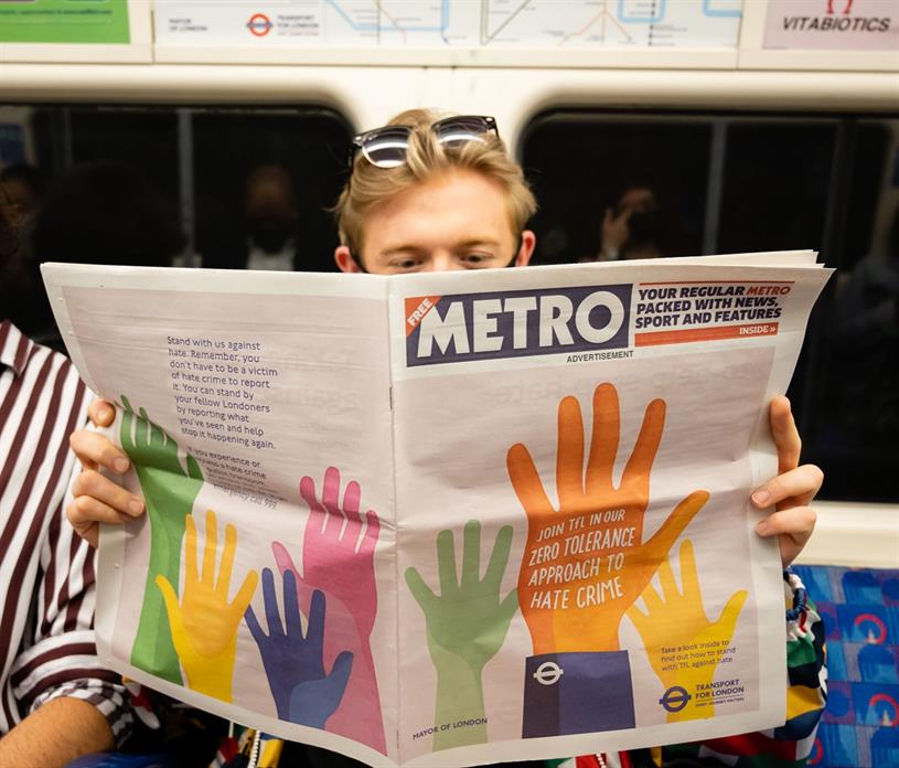 Metro cover wrap promoting the campaign went live on 14 June across London