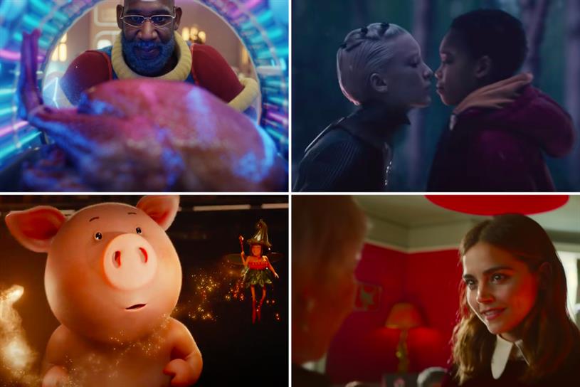 From top left, clockwise: Ads from Lidl, John Lewis, Boots and M&S Food.
