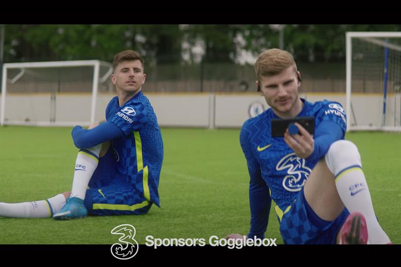 Three: Chelsea FC players watch Gogglebox on their phones