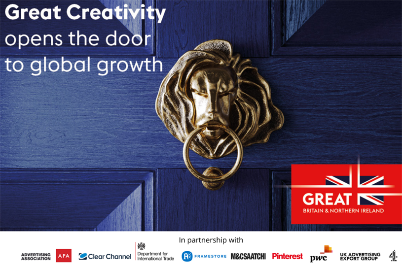 Cannes Lions logo as door knocker with copy saying Great creativity opens the door to global growth