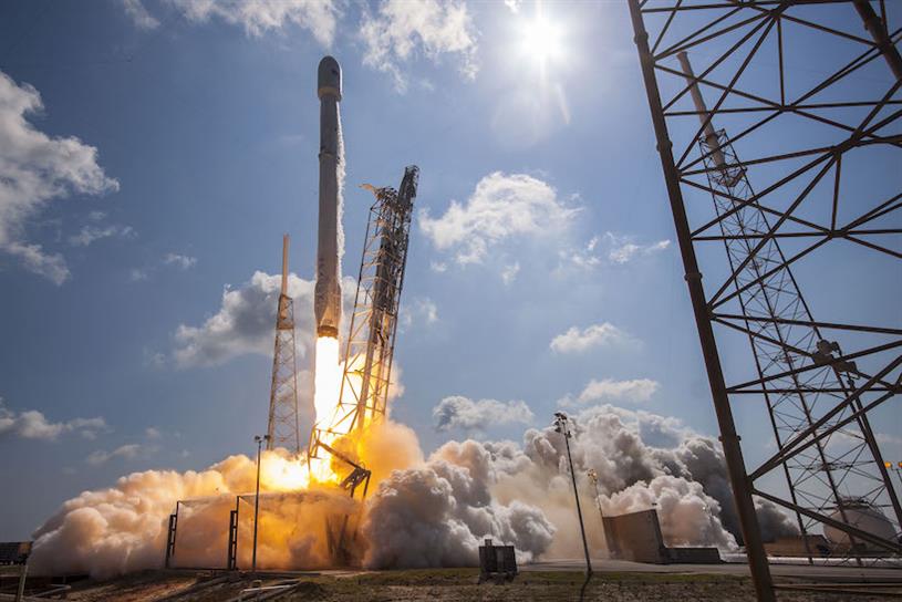 A SpaceX rocket lifting off