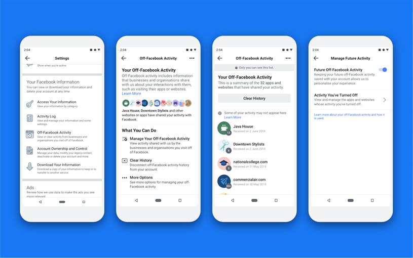 Off-Facebook Activity enables users to track what data is shared with third parties