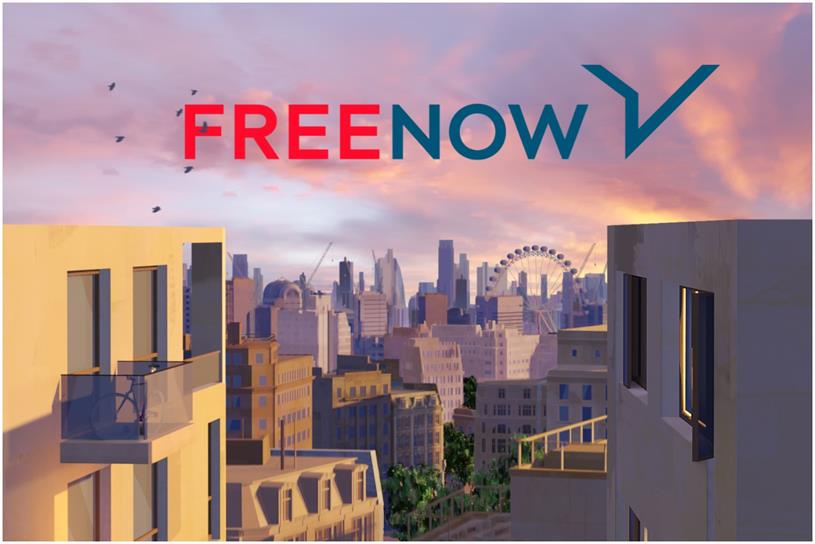 Animated London landscape with the Free Now logo
