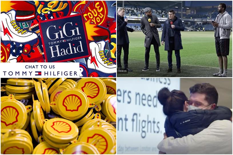 Clockwise from the left: Tommy Hilfiger, GambleAware, Heathrow Airport and Shell