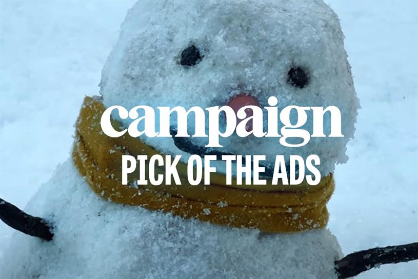 Image of a snowman's head with the words 'Campaign Pick of the Ads' overlaid in white
