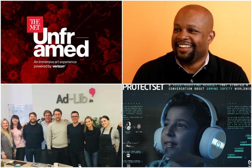 Winners (clockwise from top-left): 'The Met Unframed'; Kerel Cooper; 'ProtectSet' and Ad-Lib.io