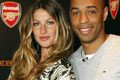 Gisele Bundchen and Thierry Henry during Arsenal Football Club