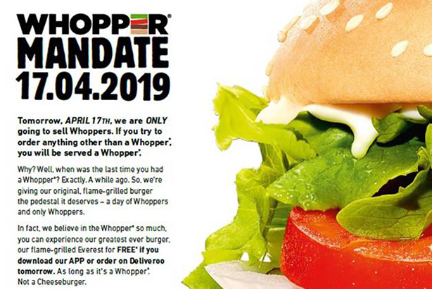 Burger King Will Serve Only Whoppers Tomorrow In Bid To Reignite Consumer  Love | Pr Week
