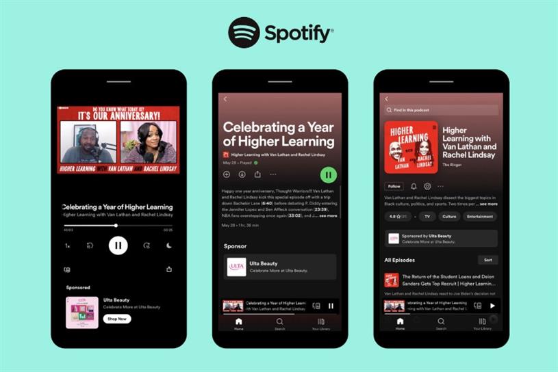 Spotify in-app call to action ad cards