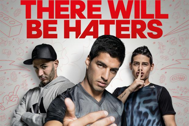 Soccer stars say 'bring on the hate' in UK Adidas spot