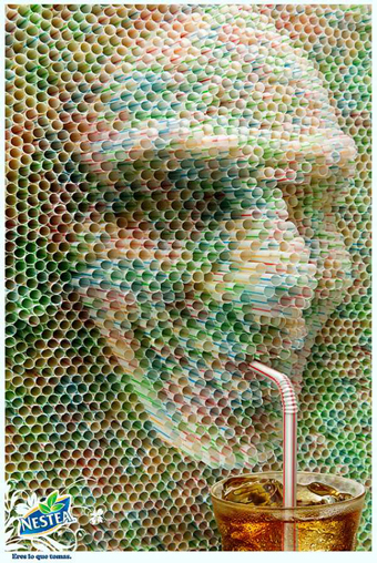 Nestea... poster made of straws