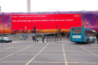 Virgin trains... giant 'talking' posters