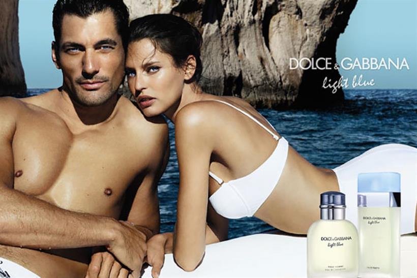  David Gandi and Bianca Balti in Dolce & Gabbana's Light Blue fragrance print ad.