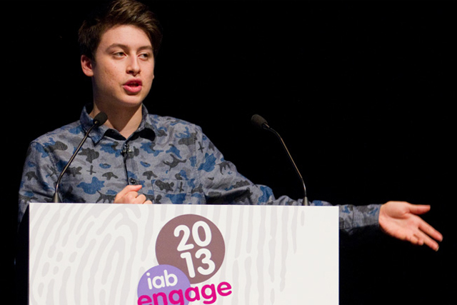 Nick D'Aloisio: addresses the audience at IAB Engage 2013