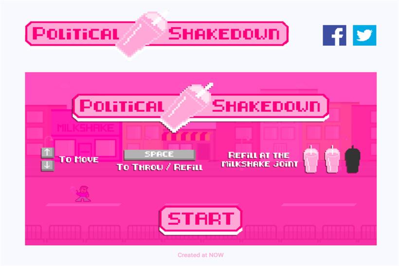 Political Shakedown: players can throw milkshake at those who spread hate