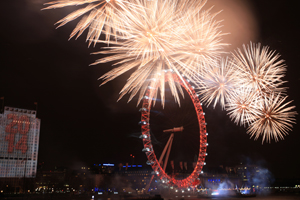 The 2013/14 new year's eve fireworks display in London
