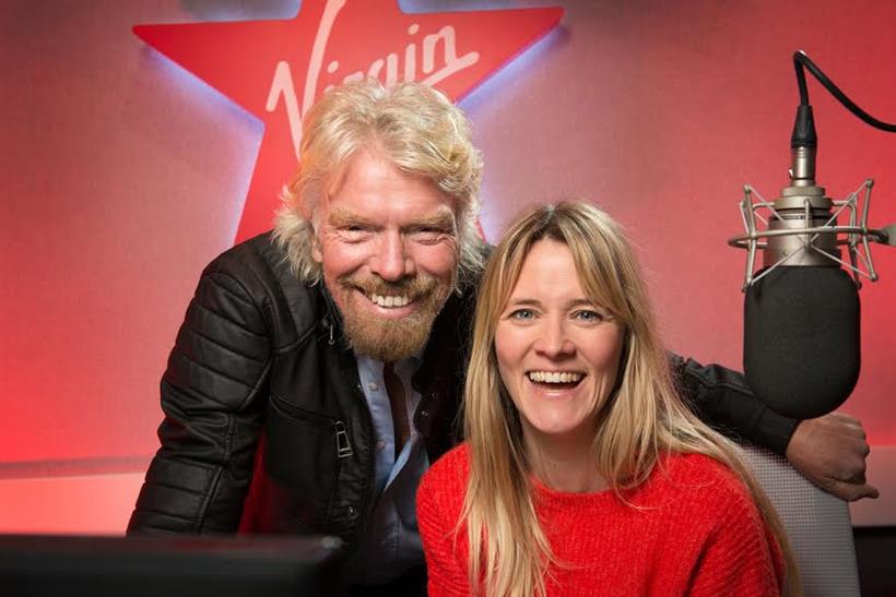 Virgin Radio is back: Sir Richard Branson with breakfast presenter Edith Bowman