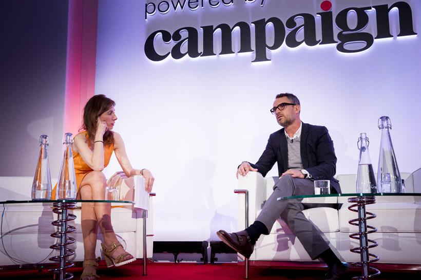 Claire Beale (left): with the Guardian's David Pemsel on stage at Media360