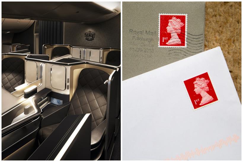 BA and Post Office: first class cabin on Boeing 787-9 (BA) and first class stamps (Geography Photos/Getty)