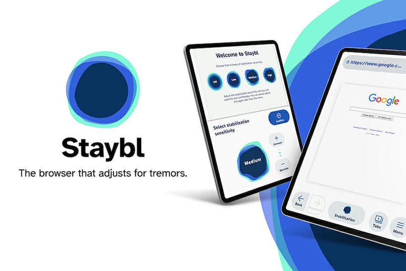 Ad for s Staybl web browser displayed on two tablet computers