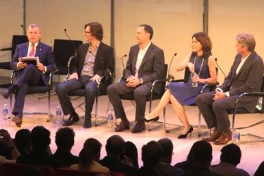Lisa Utzschneider, second from right, speaking last month at Advertising Week