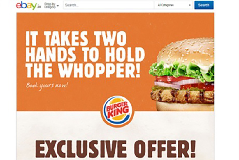 Burger King's first Indian customers can pre-order through eBay. 
