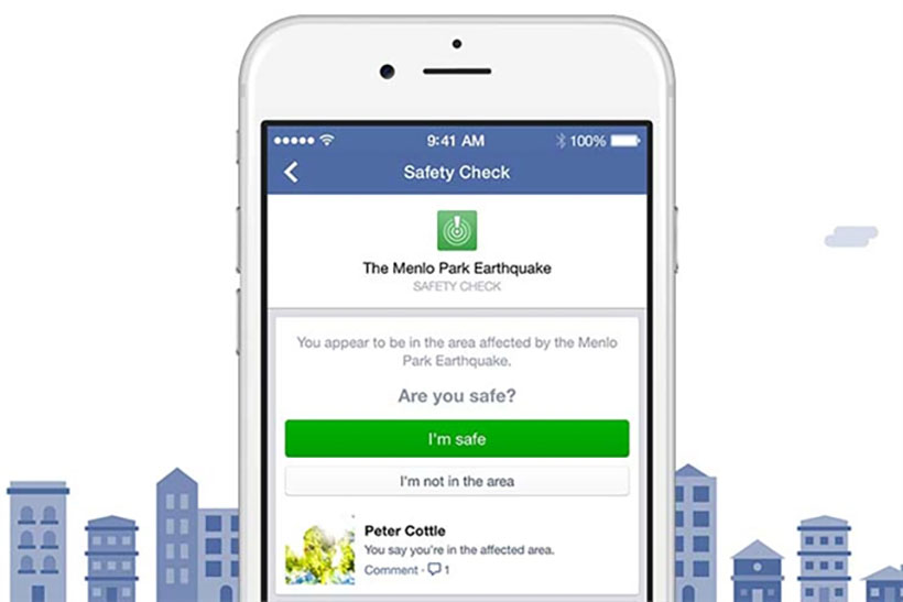 Facebook Safety Check.