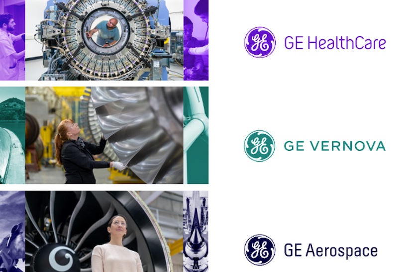 General Electric HealthCare, Vernova, and Aerospace logos