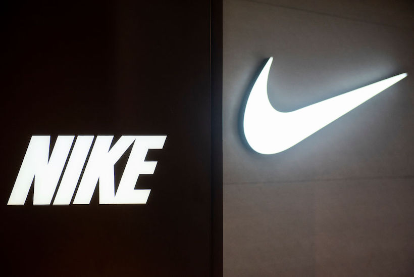 Nike wordmark and logo on storefront