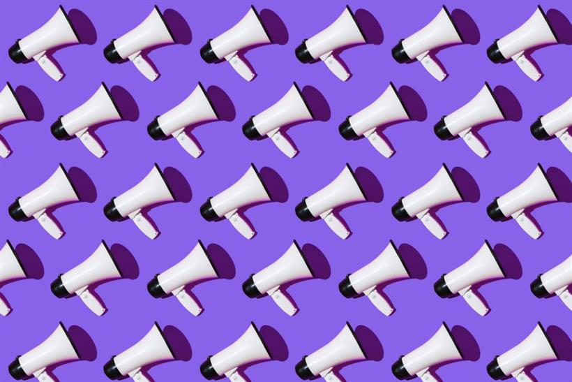 Repeating pattern of megaphones