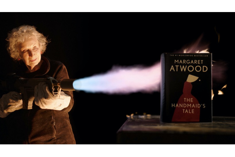 Margaret Atwood uses a flamethrower on a fireproof copy of The Handmaid’s Tale