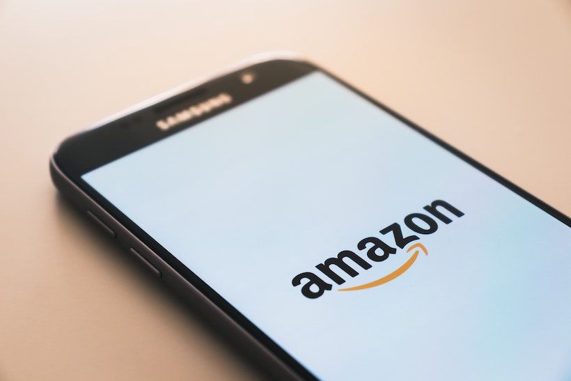 Smart phone displaying Amazon logo