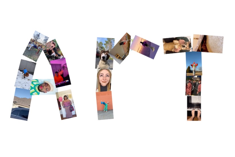 Instagram photos arranged to spell out the word "Art"