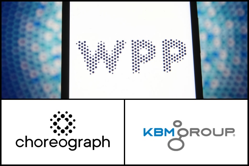 Logos of WPP, Choreograph and KBM Group