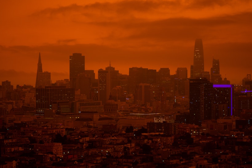 California skyline on fire