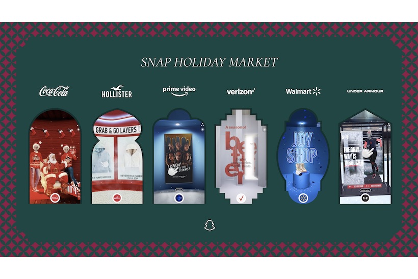 Screenshot of brands on Snap's holiday market
