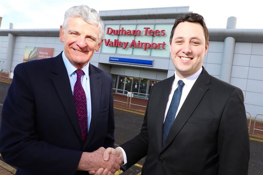 Peel Airports chairman Robert Hough, left, with Tees Valley mayor Ben Houchen