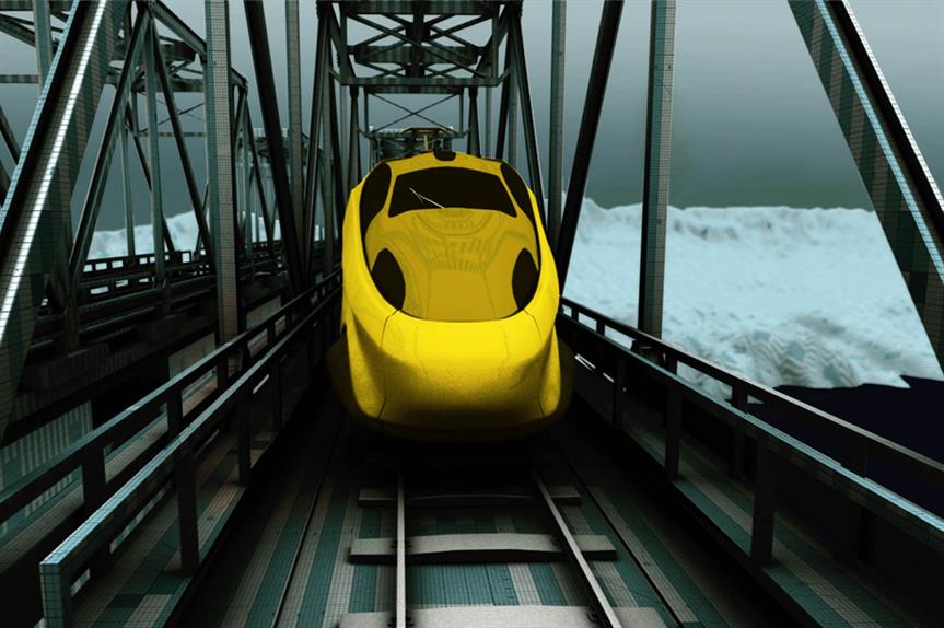 An artist's visualisation of the proposed HS2 scheme