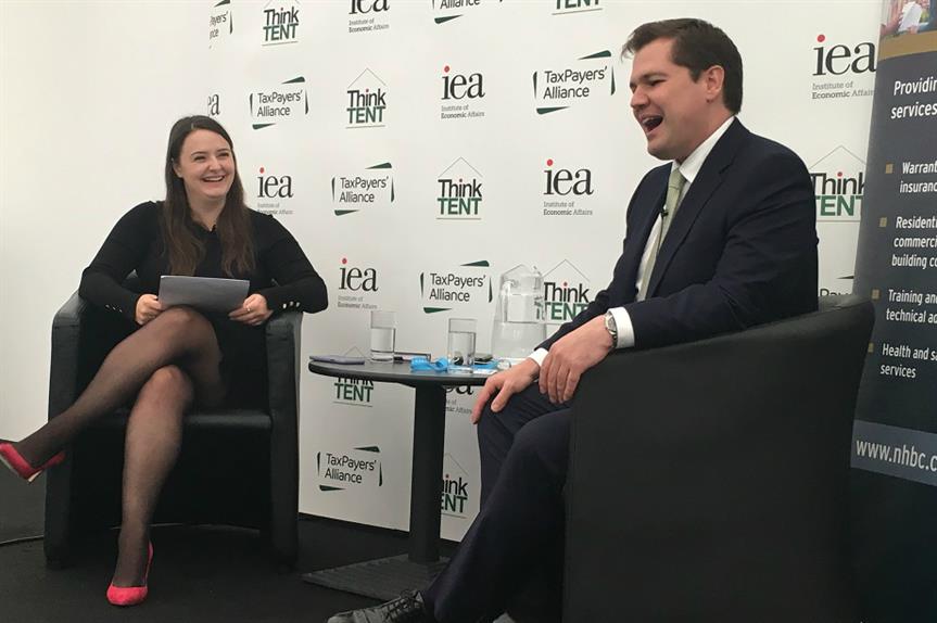 Housing secretary Robert Jenrick at the Institute of Economic Affairs Conservative Party Conference fringe event