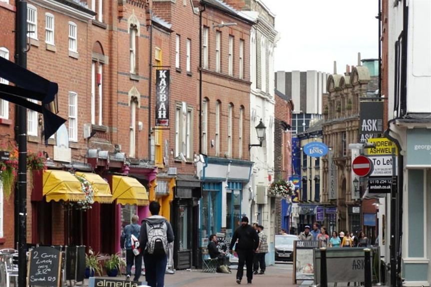 Town centre shops: experts warn protecting them may become harder. Central Leicester - image: Colin Park/ geograph (CC BY-SA 2.0)