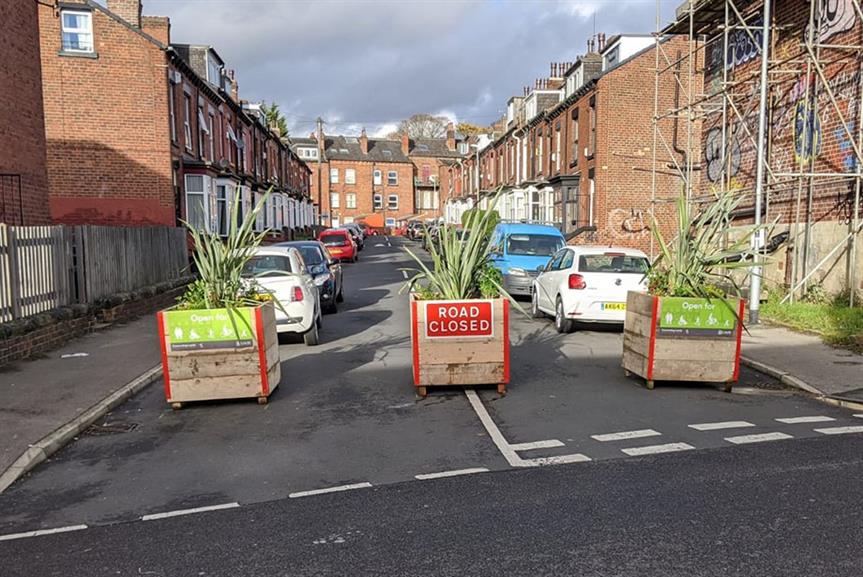 A road closed to motorised traffic as part of the Connecting Leeds project