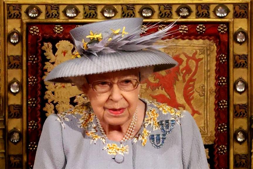 The Queen delivering her speech at today's opening of Parliament. Image: Getty