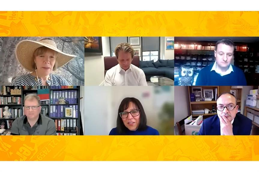 Christine Thorby (bottom middle) appearing on the HWGPNFY web event