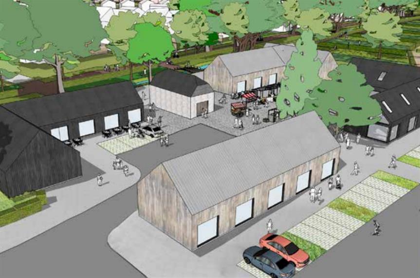 Plans for a community centre within a proposed Eastbourne urban extension. Image: The Vine Family and the University of Brighton