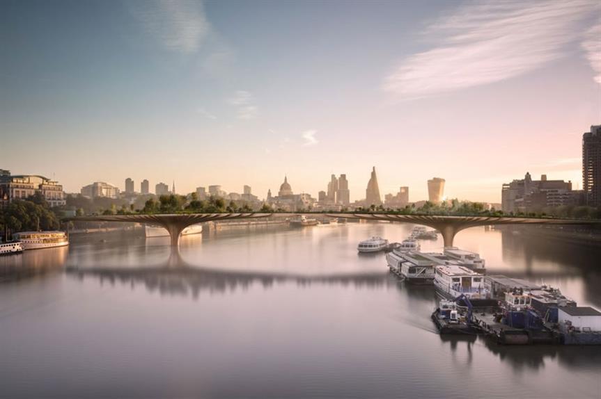 Garden Bridge: scheme would link Temple with South Bank (pic Garden Bridge Trust)