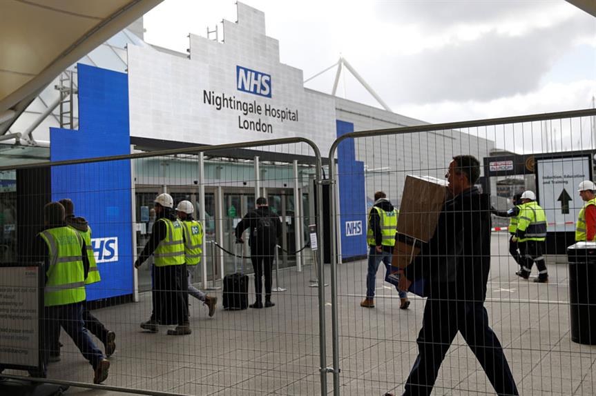Construction of the Nightingale hospital in east London: consented using new permitted development right. Pic: Getty Images