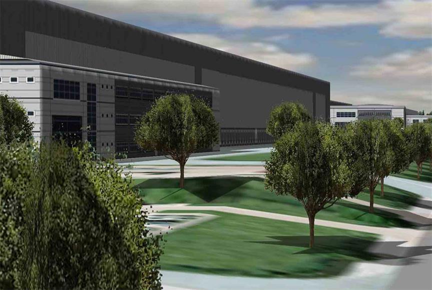 Visualisation of Northamptonshire Gateway rail freight scheme. Image by Roxhill Developments